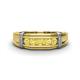 1 - Kevin 3.00 mm Round Yellow Sapphire 5 Stone Men Wedding Ring 