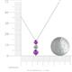 4 - Kesha (4.2mm) Round Amethyst and Lab Grown Diamond Graduated Three Stone Drop Pendant 