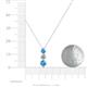 4 - Kesha (4.2mm) Round Blue Topaz and Lab Grown Diamond Graduated Three Stone Drop Pendant 