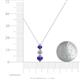 4 - Kesha (4.2mm) Round Iolite and Lab Grown Diamond Graduated Three Stone Drop Pendant 