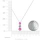 4 - Kesha (4.2mm) Round Pink Sapphire and Lab Grown Diamond Graduated Three Stone Drop Pendant 