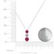4 - Kesha (4.2mm) Round Ruby and Lab Grown Diamond Graduated Three Stone Drop Pendant 