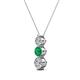 2 - Kesha (4mm) Round Emerald and Diamond Graduated Three Stone Drop Pendant 