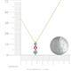 4 - Kesha (3.4mm) Round Pink Sapphire and Lab Grown Diamond Graduated Three Stone Drop Pendant 
