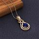 2 - Amanda 5.00 mm Round Blue Sapphire Solitaire Infinity Love Knot Pendant Necklace 