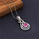 2 - Amanda 5.00 mm Round Pink Sapphire Solitaire Infinity Love Knot Pendant Necklace 