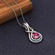 2 - Amanda 5.00 mm Round Pink Tourmaline Solitaire Infinity Love Knot Pendant Necklace 