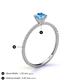 4 - Hannah 6.50 mm Classic Round Blue Topaz and Diamond Engagement Ring 