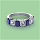 3 - Aria Emerald Cut Blue Sapphire and Asscher Cut Diamond 7 Stone Wedding  Band 
