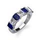 4 - Aria Emerald Cut Blue Sapphire and Asscher Cut Diamond 7 Stone Wedding  Band 