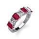 4 - Aria Emerald Cut Ruby and Asscher Cut Diamond 7 Stone Wedding  Band 
