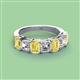 3 - Aria Emerald Cut Yellow Sapphire and Asscher Cut Diamond 7 Stone Wedding  Band 