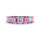 1 - Aria Emerald Cut Pink Sapphire and Asscher Cut Diamond 7 Stone Wedding  Band 
