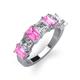 4 - Aria Emerald Cut Pink Sapphire and Asscher Cut Diamond 7 Stone Wedding  Band 