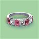 3 - Aria Emerald Cut Pink Tourmaline and Asscher Cut Diamond 7 Stone Wedding  Band 