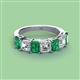 3 - Aria Emerald Cut Emerald and Asscher Cut Diamond 7 Stone Wedding  Band 