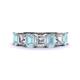 1 - Aria Emerald Cut Aquamarine and Asscher Cut Diamond 7 Stone Wedding  Band 