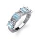 4 - Aria Emerald Cut Aquamarine and Asscher Cut Diamond 7 Stone Wedding  Band 