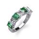 4 - Aria Emerald Cut Lab Created Alexandrite and Asscher Cut Diamond 7 Stone Wedding  Band 