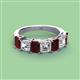 3 - Aria Emerald Cut Red Garnet and Asscher Cut Diamond 7 Stone Wedding  Band 