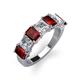 4 - Aria Emerald Cut Red Garnet and Asscher Cut Diamond 7 Stone Wedding  Band 