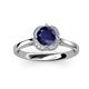 3 - Myrna Round Blue Sapphire and Diamond Halo Engagement Ring 