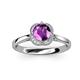 3 - Myrna Round Amethyst and Diamond Halo Engagement Ring 