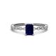 1 - Amaira 7x5 mm Emerald Cut Blue Sapphire and Round Diamond Engagement Ring  