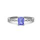 1 - Amaira 7x5 mm Emerald Cut Tanzanite and Round Diamond Engagement Ring  
