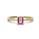 1 - Amaira 7x5 mm Emerald Cut Pink Tourmaline and Round Diamond Engagement Ring  