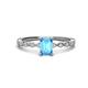 1 - Amaira 7x5 mm Emerald Cut Blue Topaz and Round Diamond Engagement Ring  