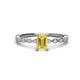 1 - Amaira 7x5 mm Emerald Cut Yellow Sapphire and Round Diamond Engagement Ring  