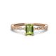 1 - Amaira 7x5 mm Emerald Cut Peridot and Round Diamond Engagement Ring  