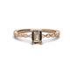1 - Amaira 7x5 mm Emerald Cut Smoky Quartz and Round Diamond Engagement Ring  