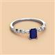 2 - Amaira 7x5 mm Emerald Cut Blue Sapphire and Round Diamond Engagement Ring  