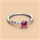 2 - Amaira 7x5 mm Emerald Cut Pink Tourmaline and Round Diamond Engagement Ring  