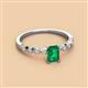 2 - Amaira 7x5 mm Emerald Cut Emerald and Round Diamond Engagement Ring  