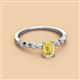 2 - Amaira 7x5 mm Emerald Cut Yellow Sapphire and Round Diamond Engagement Ring  