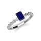 3 - Amaira 7x5 mm Emerald Cut Blue Sapphire and Round Diamond Engagement Ring  