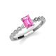 3 - Amaira 7x5 mm Emerald Cut Pink Sapphire and Round Diamond Engagement Ring  