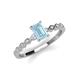 3 - Amaira 7x5 mm Emerald Cut Aquamarine and Round Diamond Engagement Ring  