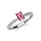 3 - Amaira 7x5 mm Emerald Cut Pink Tourmaline and Round Diamond Engagement Ring  