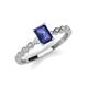 3 - Amaira 7x5 mm Emerald Cut Iolite and Round Diamond Engagement Ring  