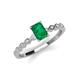 3 - Amaira 7x5 mm Emerald Cut Emerald and Round Diamond Engagement Ring  