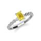 3 - Amaira 7x5 mm Emerald Cut Yellow Sapphire and Round Diamond Engagement Ring  
