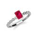 3 - Amaira 7x5 mm Emerald Cut Ruby and Round Diamond Engagement Ring  