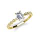 3 - Amaira 7x5 mm Emerald Cut Diamond and Round Diamond Engagement Ring  