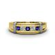 1 - Kevin 3.00 mm Round Iolite and Diamond 5 Stone Men Wedding Ring 