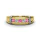 1 - Kevin 0.52 ctw Pink Sapphire and Natural Diamond Men Wedding Band (7.80 mm) 