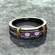 2 - Kevin 3.00 mm Round Amethyst and Diamond 5 Stone Men Wedding Ring 